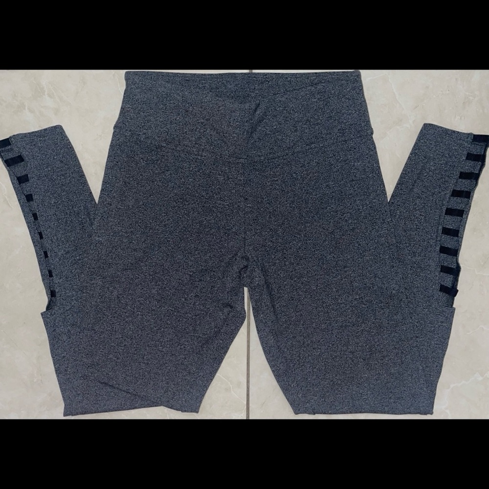 Charcoal Gray Leggings with Ladder Leg Cut-Outs